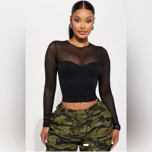 Fashion Nova Your Time's Up Top Black Size Medium